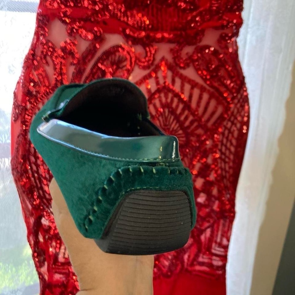 Green velvet loafers with a touch of luxury Men’s 8.5 Amati - Picture 3 of 6